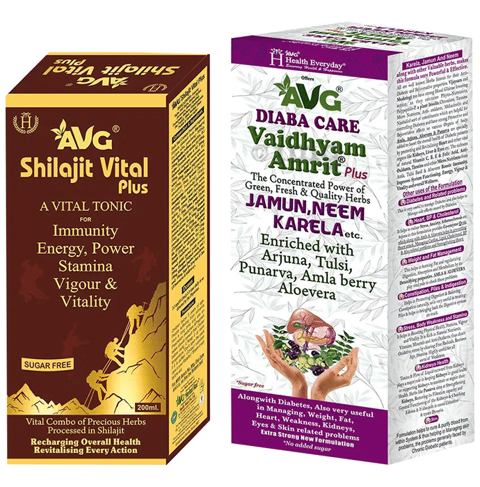 AVG Combo Pack of Vaidhyam Amrit Plus (1000ml) & Shilajit Vital Plus Tonic Sugar Free (200ml)