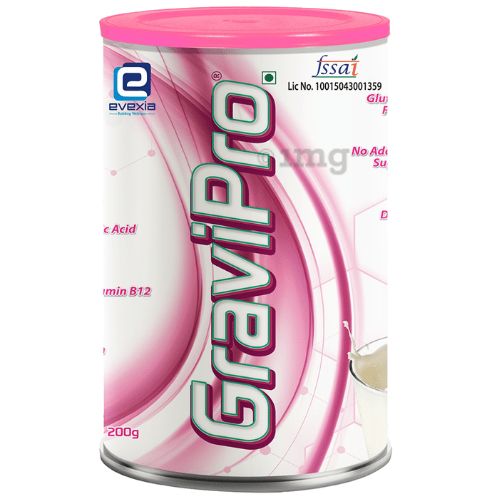 Evexia GraviPro with DHA, Iron & Folic Acid for Nutrition during Pregnancy | Flavour Vanilla Powder