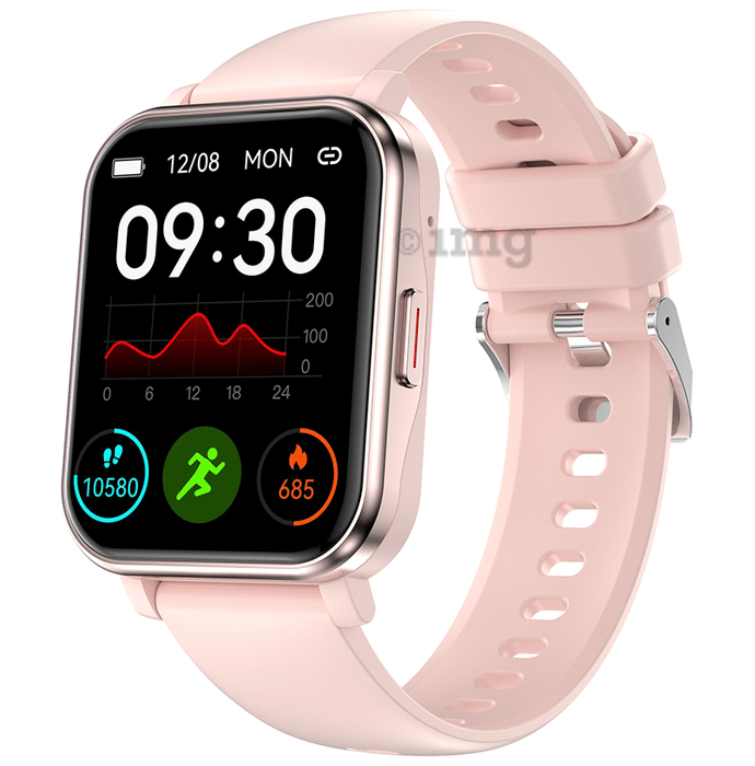 GOQii Stream SpO2 Bluetooth Calling with 3 Months Health & Personal Coaching Subscription Smart Watch Pink