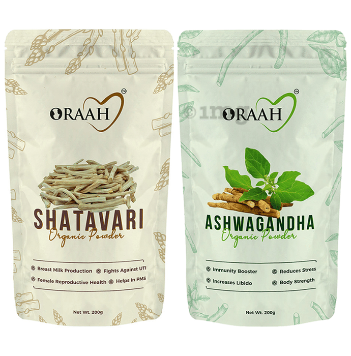Oraah Combo Pack of Ashwagandha Organic Powder & Shatavari Organic Powder (200gm Each)