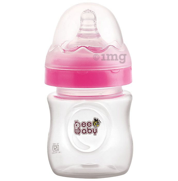 BeeBaby Ease Wide Neck Baby Feeding Bottle with Anti-Colic Soft Silicone Nipple  4 months+ Pink