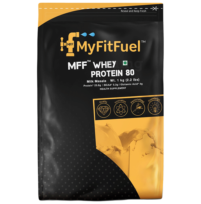 MyFitFuel Whey Protein 80 with Glutamic Acid for Muscle Recovery | Flavour Milk Masala