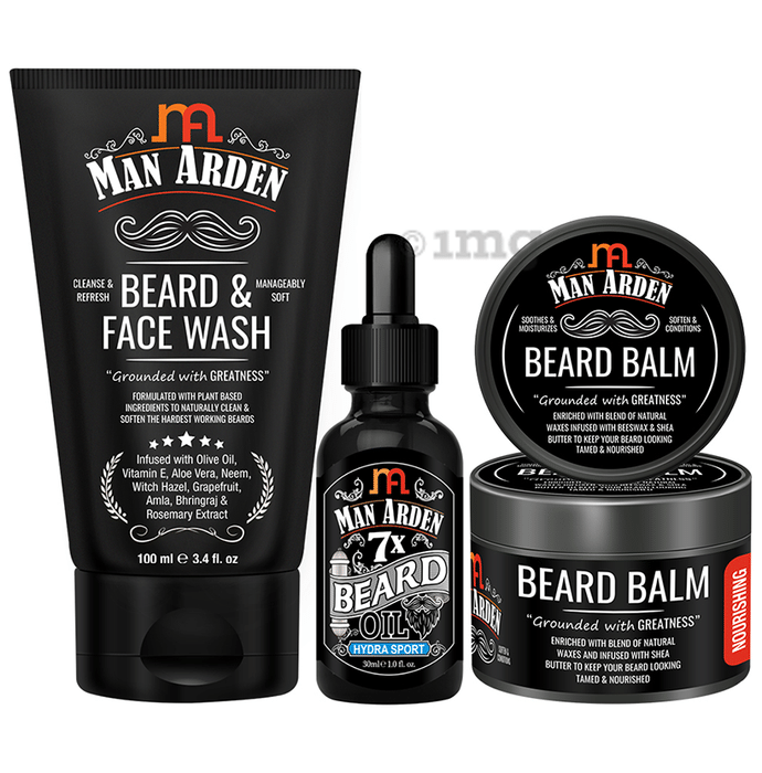 Man Arden Combo Pack of Beard & Face Wash 100ml, Beard Oil 30ml & Beard Balm 50gm