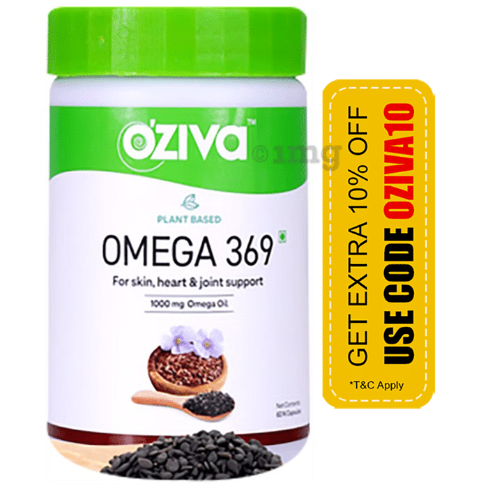 Oziva Plant Based Omega 3 6 9 Capsule for Skin, Heart & Joint Health