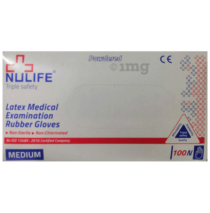 Nulife Triple Safety Latex Medical Examination Rubber Gloves Medium