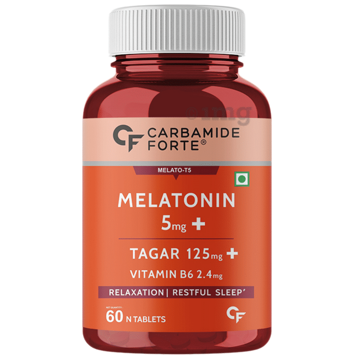 Carbamide Forte Melatonin 5mg+ | With Tagar & Vitamin B6 for Sleep, Relaxation & De-Stress | Tablet