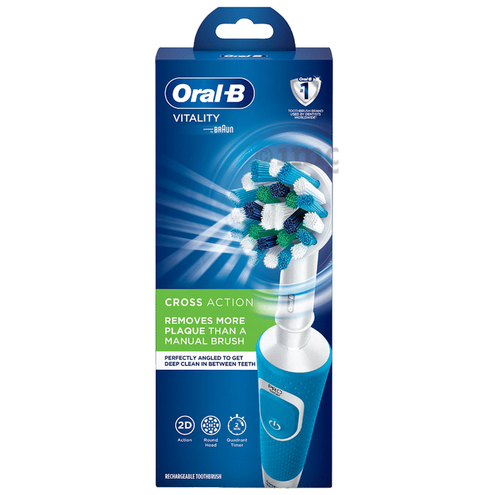 Oral-B Vitality 100 Braun Cross Action Electric Rechargeable Toothbrush Blue