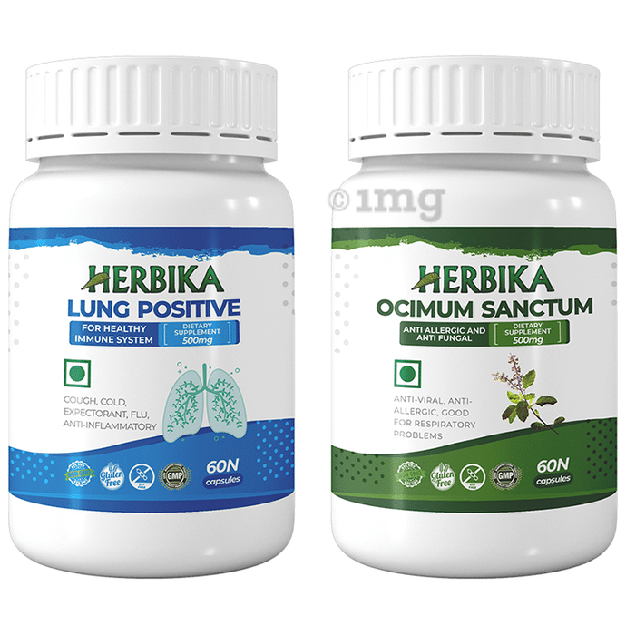Herbika Combo Pack of Lung Positive & Ocimum Sanctum Capsule (60 Each)