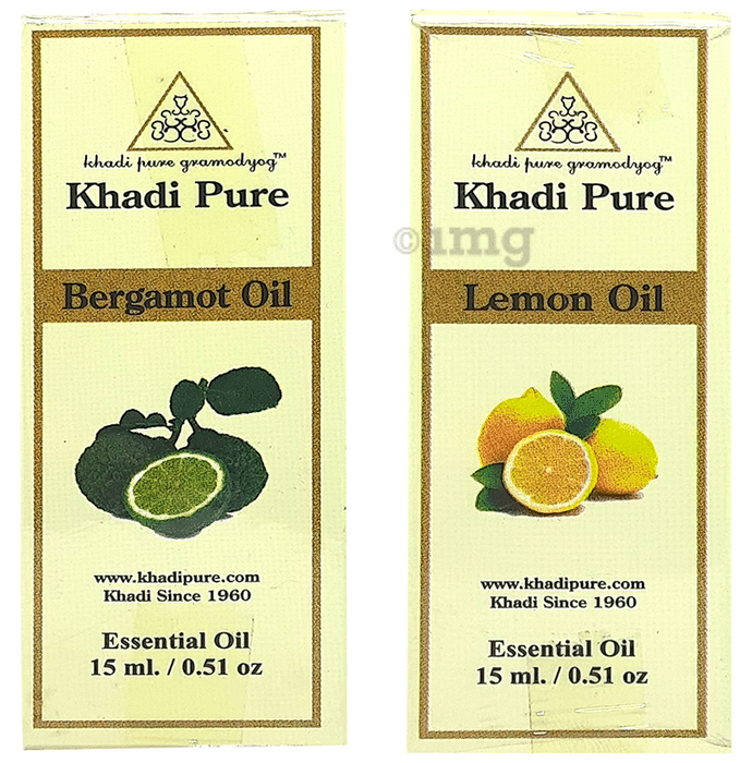 Khadi Pure Combo Pack of Bergamot Oil & Lemon Oil (15ml Each)