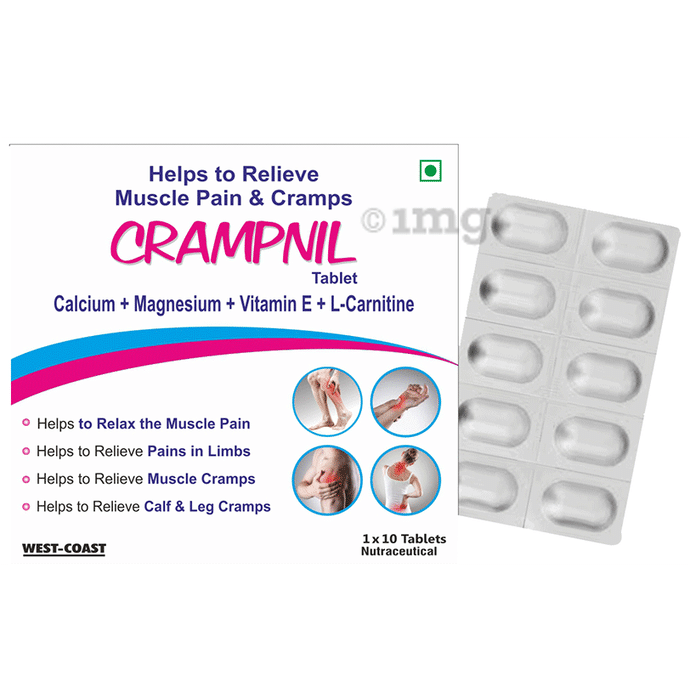 West-Coast Crampnil Tablet with Calcium, Magnesium, Vitamin E & Carnitine | For Relief from Muscle & Knee Cramps, Limb Pain |