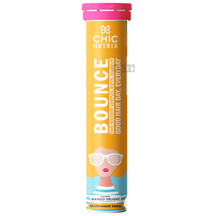 Chicnutrix Bounce Hair Recovery Complex with Biotin & Selenium | Flavour Effervescent Tablet Mango Delight