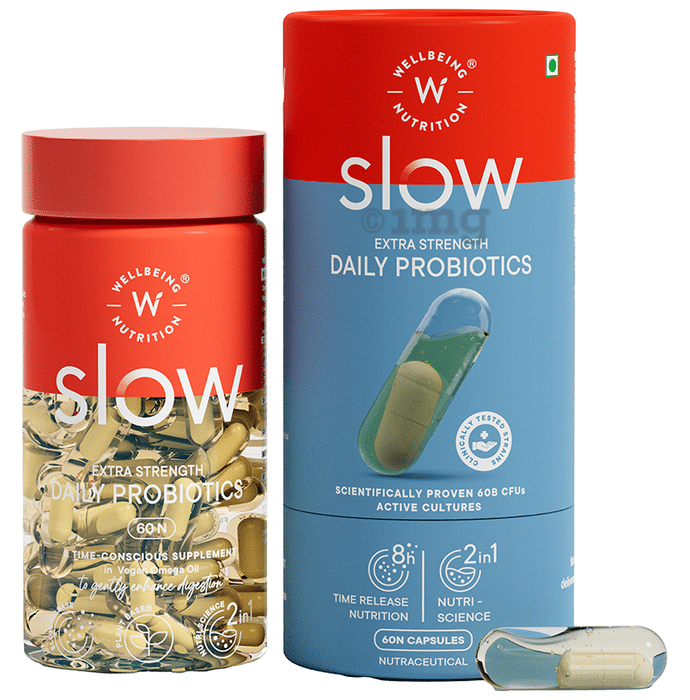 Wellbeing Nutrition Slow Gut Health with Prebiotics & Probiotics | Vegan Omega Oil Capsule