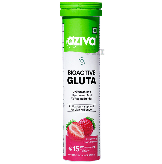 Oziva Bioactive Gluta Effervescent Tablets (15 Each) Strawberry Swirl