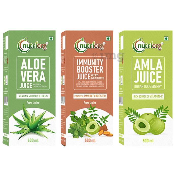Nutriorg Immunity Booster Kit (Amla Juice, Alovera Juice & Immunity Booster Juice, 500ml Each)
