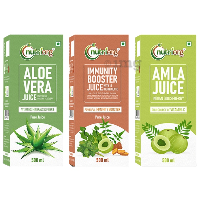 Nutriorg Immunity Booster Kit (Amla Juice, Alovera Juice & Immunity Booster Juice, 500ml Each)