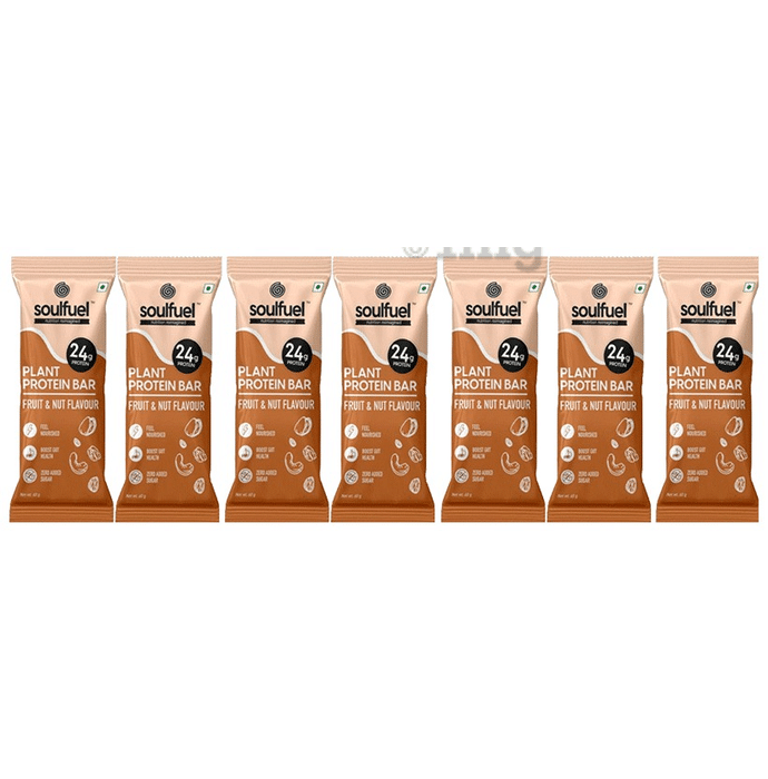 SoulFuel Vegan Protein Bar 24g Protein, Zero Sugar ,High Protein & High Fiber Fruit & Nut