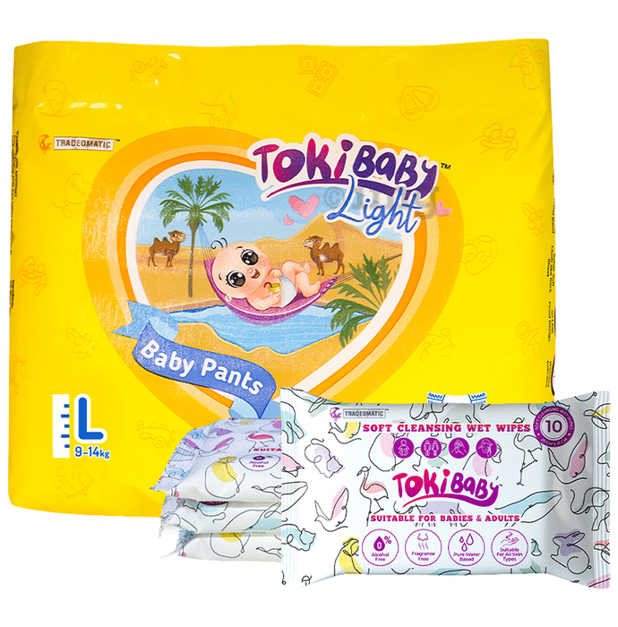 Toki Baby Combo Pack of Baby Pant Large (42) & Baby Wipe (40)