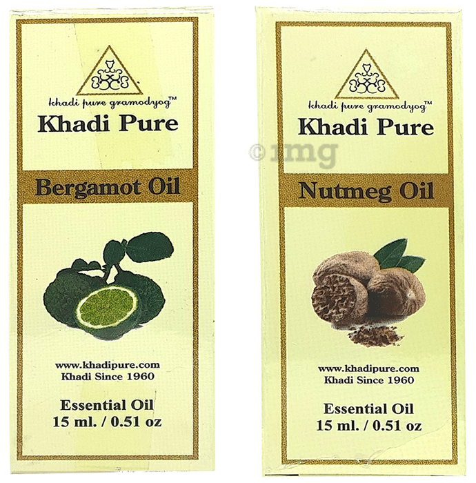 Khadi Pure Combo Pack of Bergamot Oil & Nutmeg Oil (15ml Each)