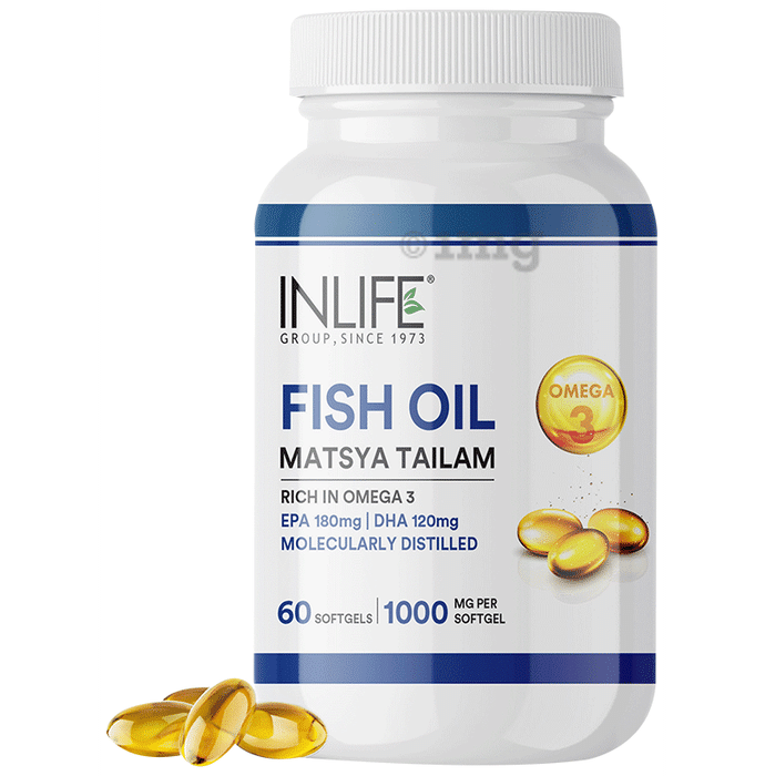 Inlife Omega 3 Fish Oil Matsya Tailam | 1000mg Softgel for Heart Health