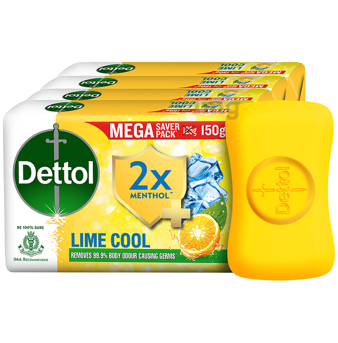 Dettol 2x Menthol Lime Cool Mega Saver Pack of Bathing Soap (150gm Each)