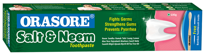 Orasore Salt & Neem Toothpaste (100gm) with Bamboo Toothbrush Free Inside