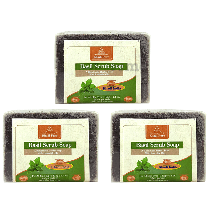 Khadi Pure Basil Scrub Soap (125gm Each)