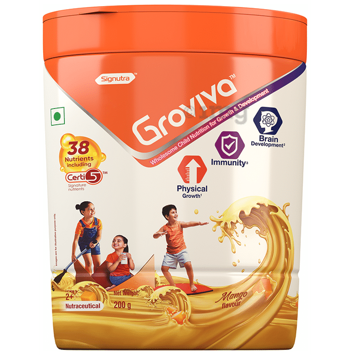 Groviva Child Nutrition for Physical Growth, Brain Development & Immunity | Flavour Mango Powder