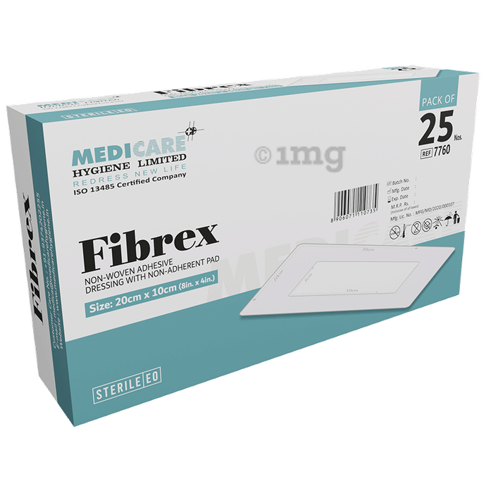 Medica Fibrex Non-Woven Adhesive Dressing With Non-Adherent Pad 10cm x 20cm