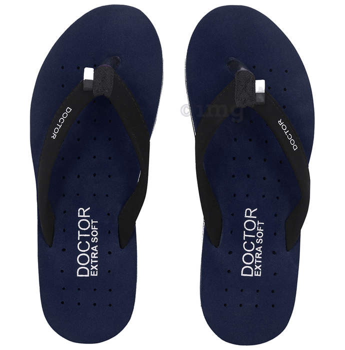 Doctor Extra Soft Ortho Care Orthopaedic Diabetic Pregnancy Comfort Flat Flipflops Slippers For Women 3 Navy