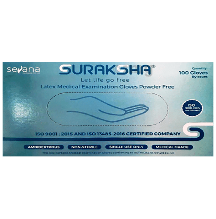 Suraksha Latex Medical Examination Gloves Powdered Free Small