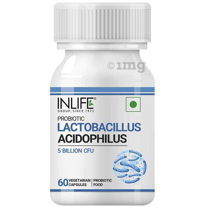 Inlife Probiotic Lactobacillus Acidophilus 5 Billion CFU | Vegetarian Capsule for Gut Health