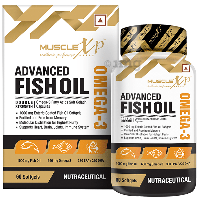 MuscleXP Advanced Fish Oil with 1000mg Omega 3 | For Heart, Brain, Joint & Immunity | Capsule