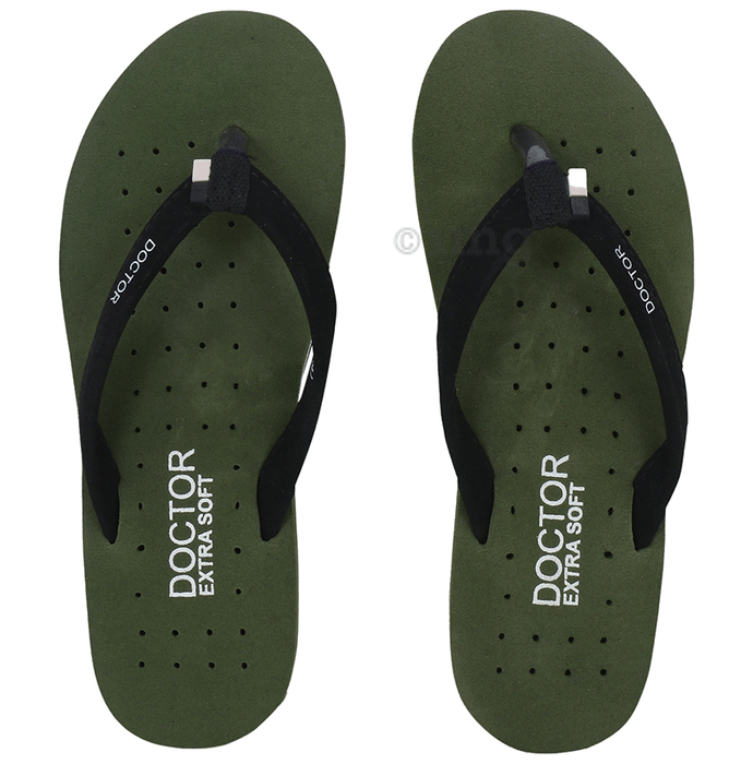 Doctor Extra Soft Ortho Care Orthopaedic Diabetic Pregnancy Comfort Flat Flipflops Slippers For Women 3 Olive
