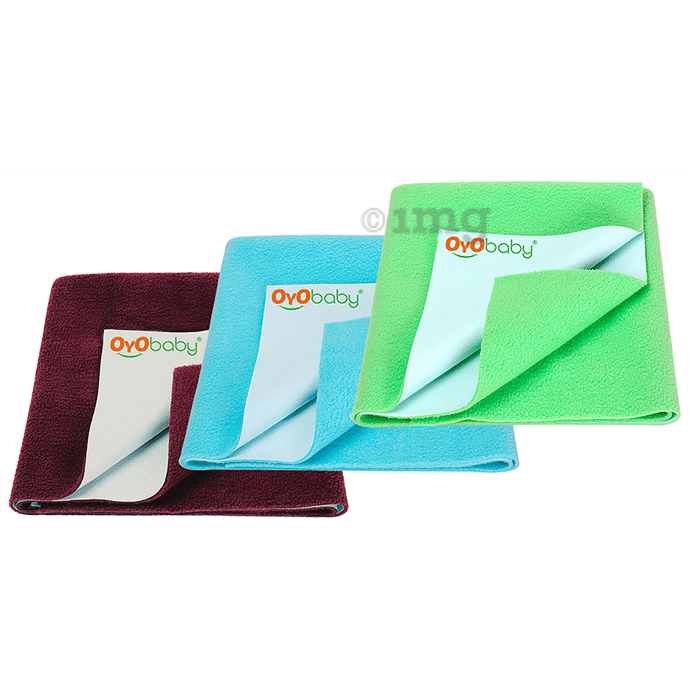 Oyo Baby Anti-Pilling Fleece Extra Absorbent Instant Dry Sheet Large Blue, Maroon, Light Green
