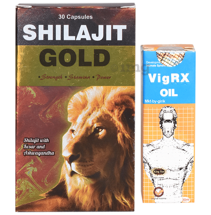 Combo Pack of Shilajit Gold 30 Capsule & Vigrx Oil 30ml