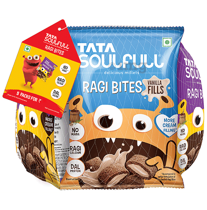 Tata Soulfull Ragi Bites Combo Pack, Choco Fills, Vanilla Fills & Strawberry Fills