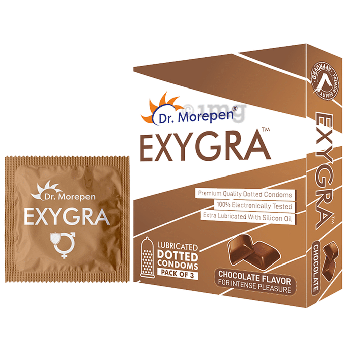 Dr Morepen Exygra Dotted Condom (3 Each) Chocolate