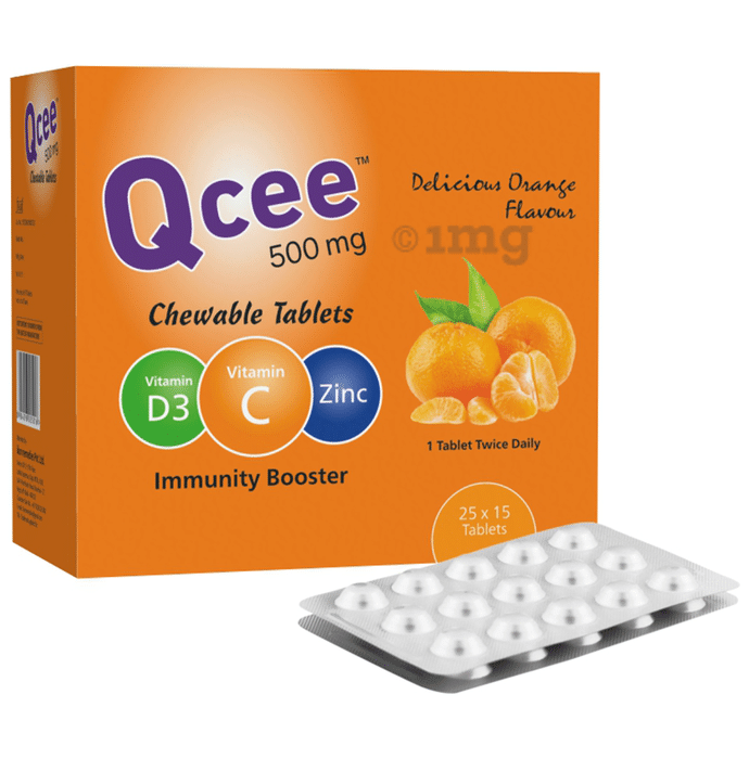 Qcee 500mg Chewable Tablet Orange Flavour (15 Each)