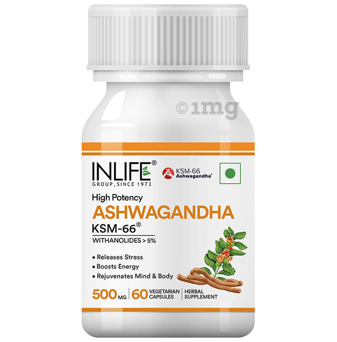 Inlife Ashwagandha KSM-66 (500 mg) Vegetarian Capsule