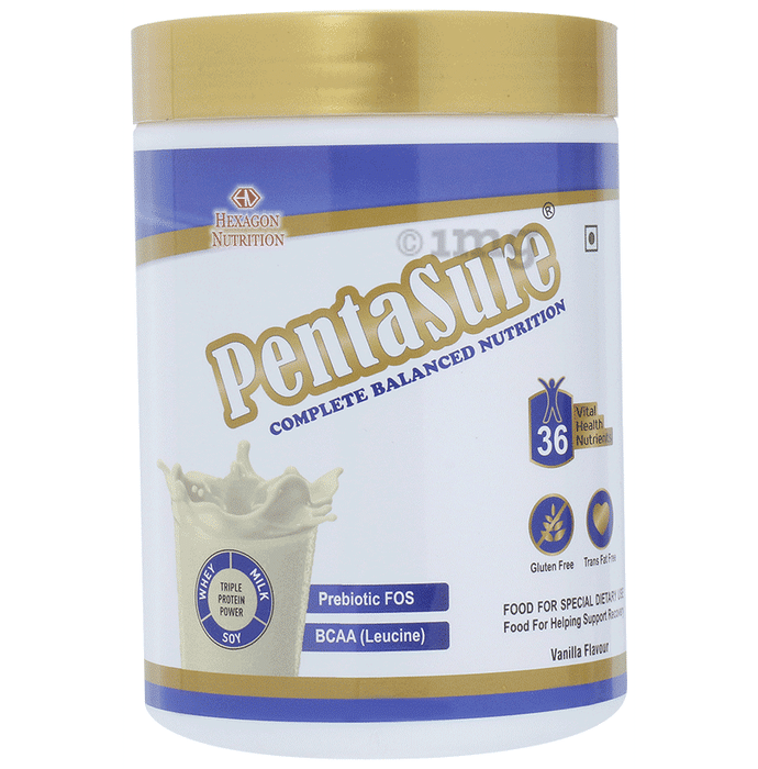 PentaSure Complete Balanced Nutrition with Prebiotic FOS & BCAA | Flavour Vanilla Powder