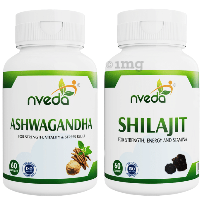 Nveda  Combo Pack of Shilajit and Ashwagandha Capsule (60 Each)