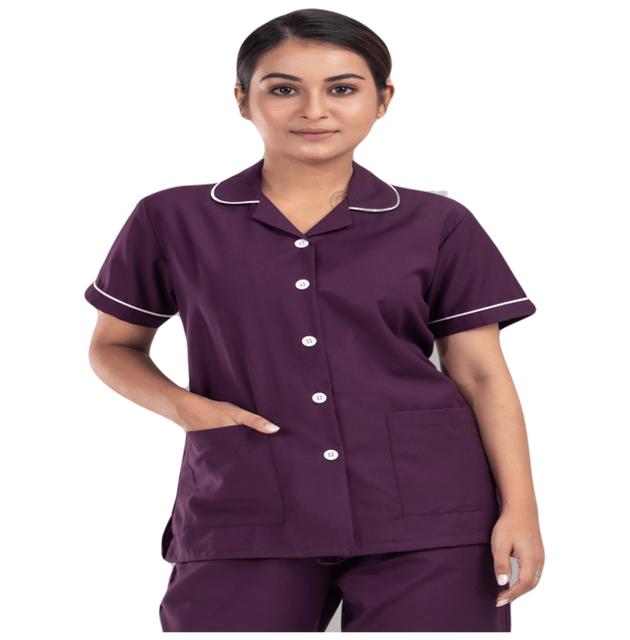 Agarwals Nurse Uniform Softn Comfy Pure Viscose Cotton Wine XXL