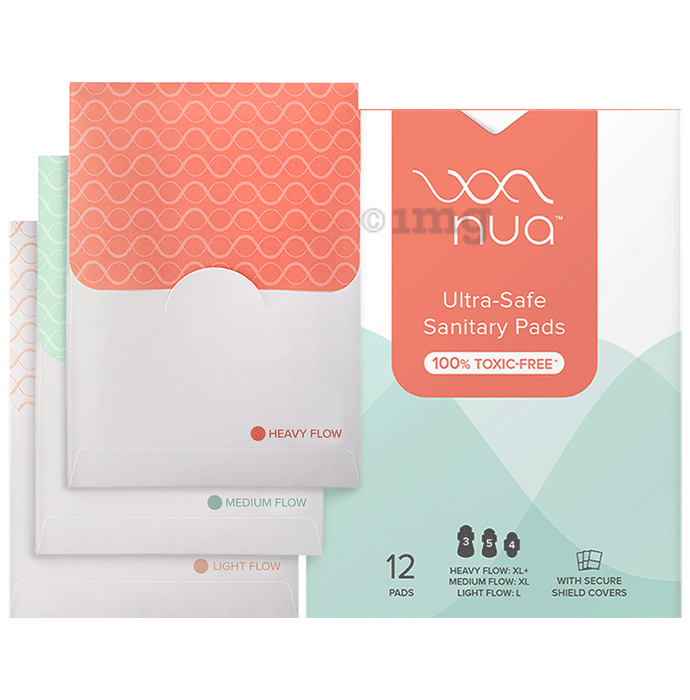 Nua Ultra Safe Assorted Pack 3 sizes XL+(3) XL(5) & L(4) Sanitary Pads For Women