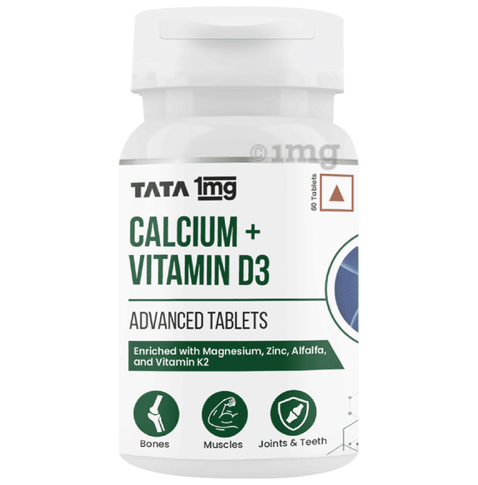 Tata 1mg Calcium + Vitamin D3, Zinc, Magnesium and Alfalfa Tablet | For Joint Support, Bones Health, Immunity & Energy Support