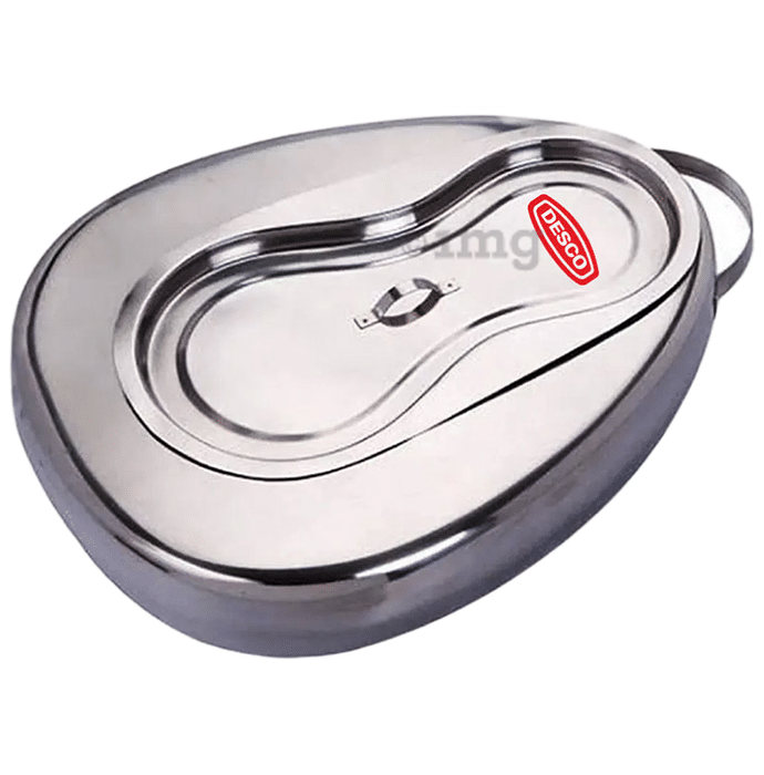 DESCO Stainless Steel Jointed 202 Grade Female Bedpan with Cover