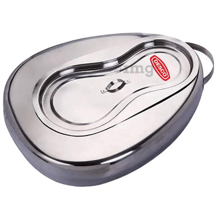 DESCO Stainless Steel Jointed 202 Grade Female Bedpan with Cover