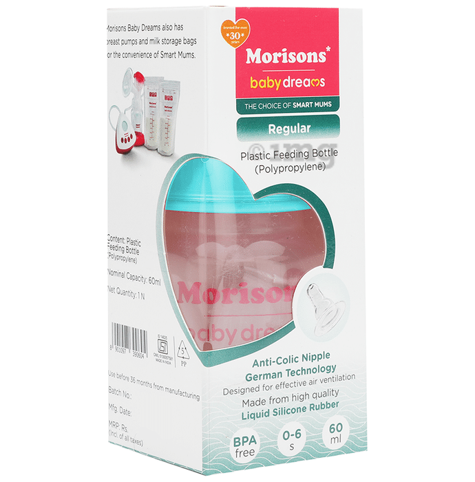 Morisons Baby Dreams Regular Anti-Colic Nipple German Technology BPA Free Feeding Bottle 60ml