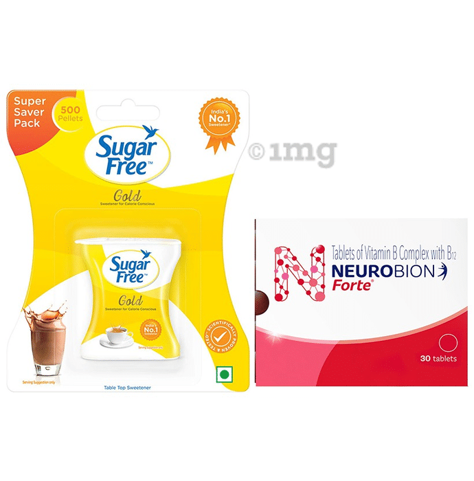 Combo Pack of Sugar Free Gold Low Calorie Sweetener (500) & Neurobion Forte Tablet (30)
