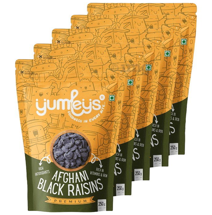 Yumleys Premium Afghani Black Raisins (250gm Each) with Seed