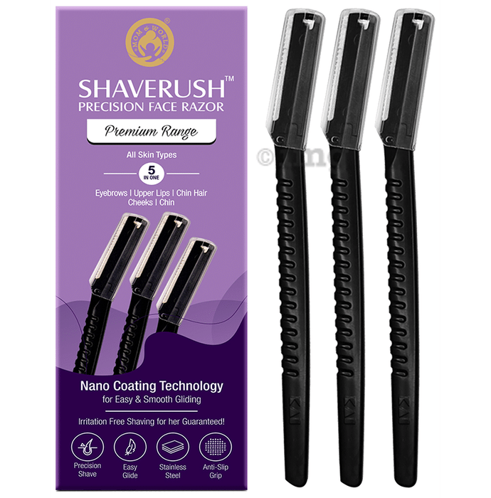 Mom & World Shaverush Premium Range Precision Face Razor for Instant Hair Removal with Nano Coating Technology